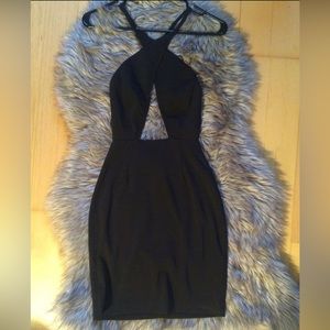 AQ/AQ black backless dress with cutout
